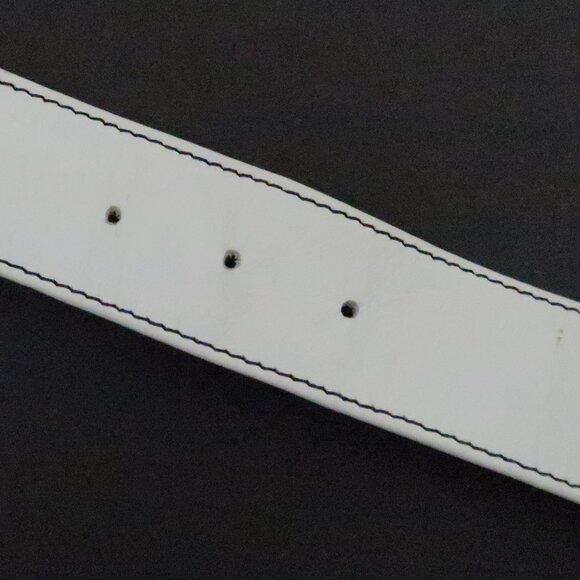 vtg SAINT LAURENT Rive Gauche white leather belt XS S - Picture 7 of 9